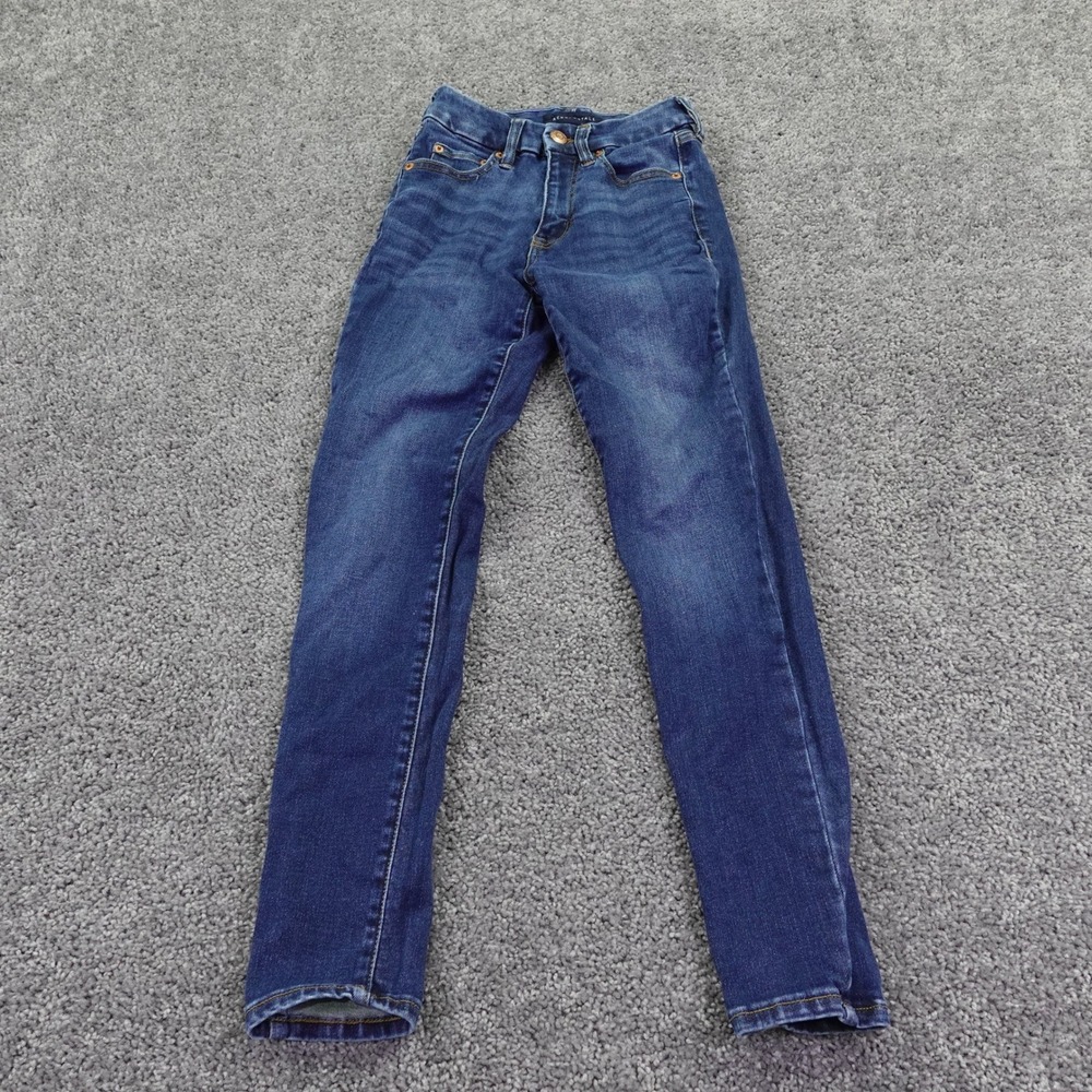 Aeropostale High Rise Curvy Jegging Womens 000 Regular Blue Denim Jeans Stretch